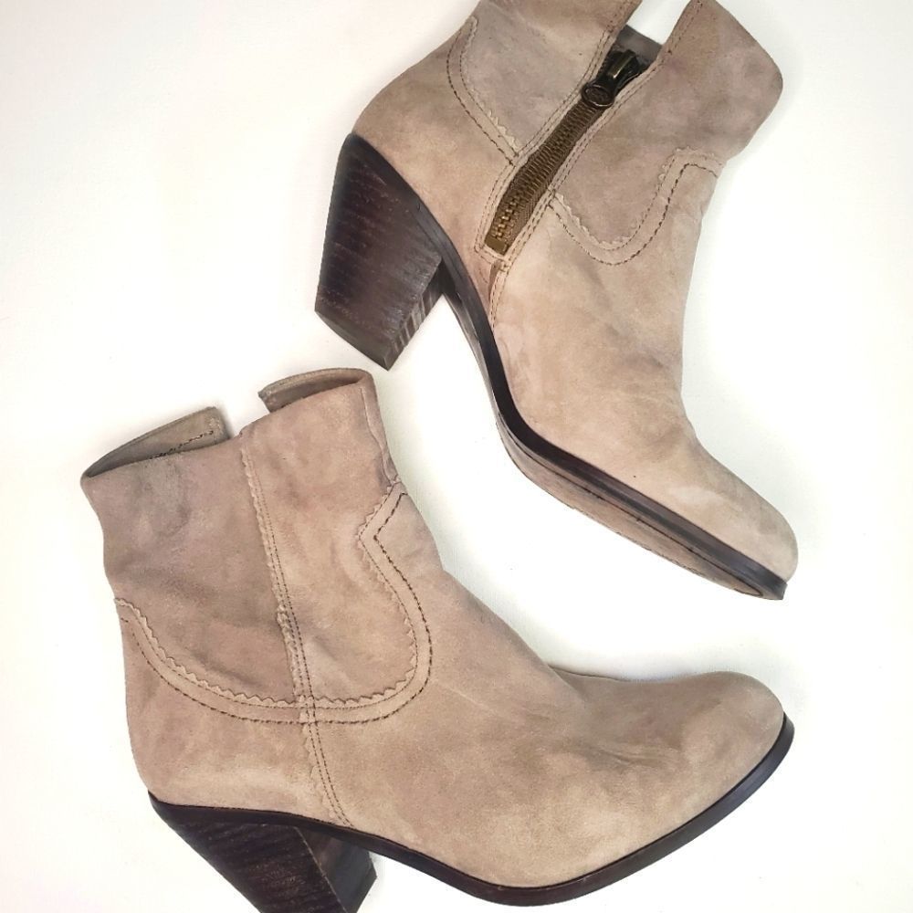 Same Edelman Beige Suede Booties